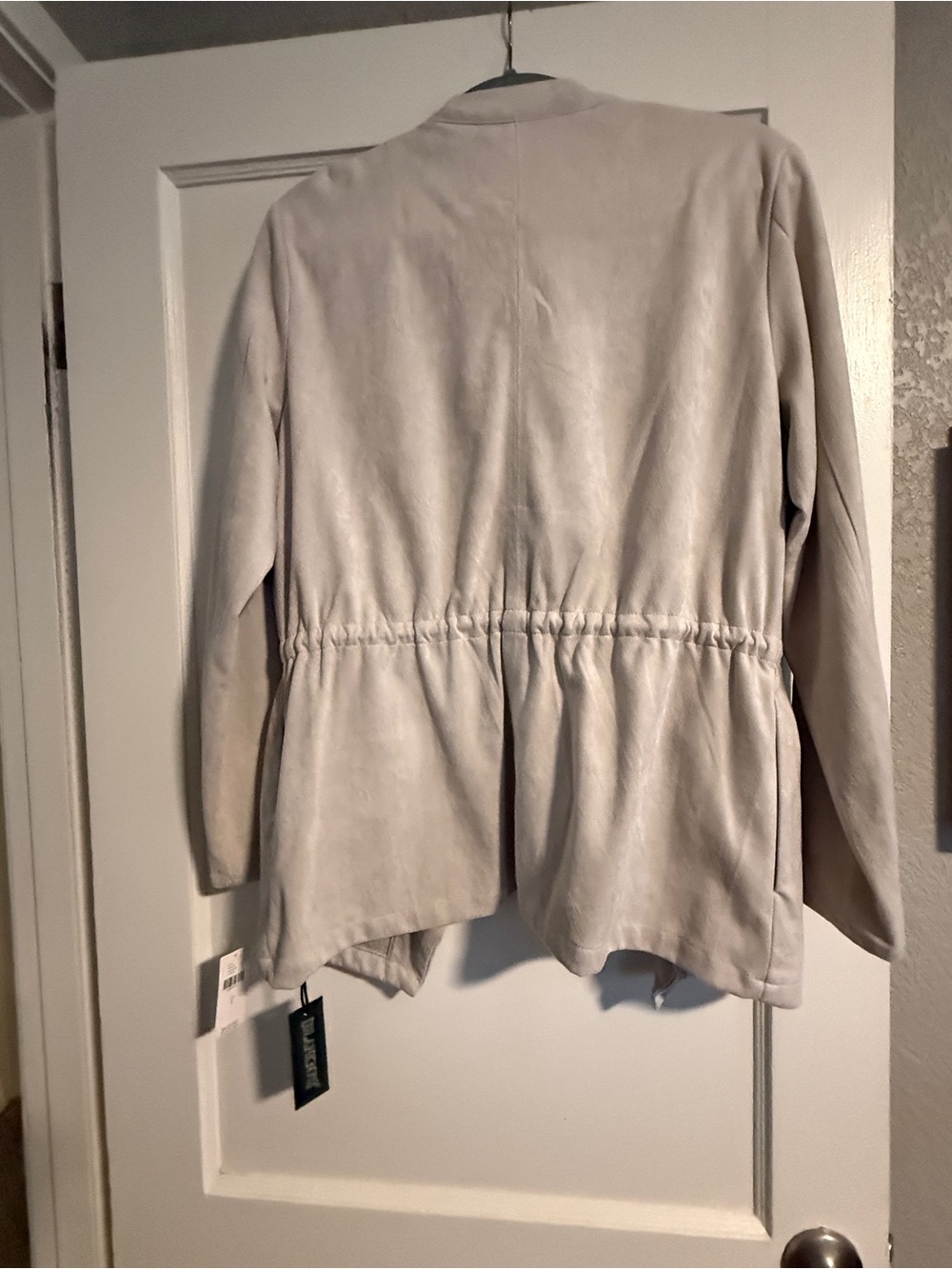Blank NYC Light Taupe Faux-Suede Drawstring Drape Jacket NWT size L - Picture 2 of 8